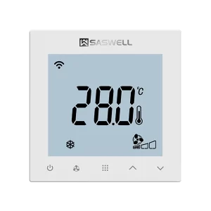 SASWELL尊龙凯时两联供温控器白色版正面外观图