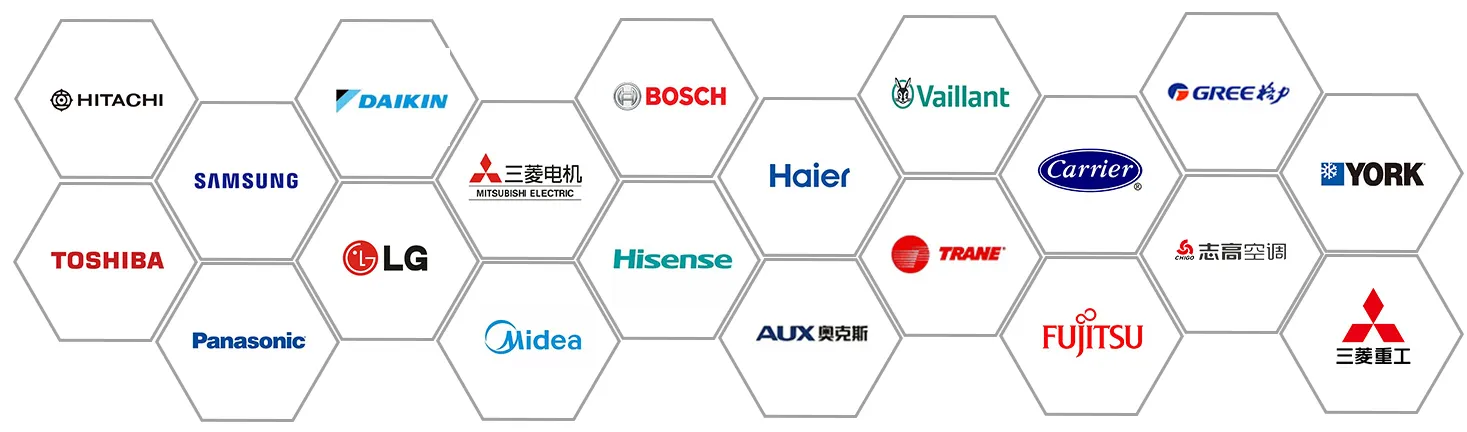 SASWELL尊龙凯时空调节能数字化改造解决方案支持品牌类型示意图